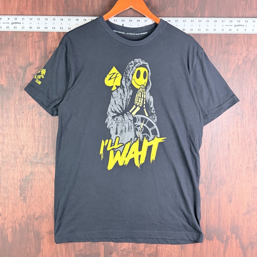 Zero Foxtrot Afterlife Club Member Ill Wait Graphic T-Shirt Black Mens Large